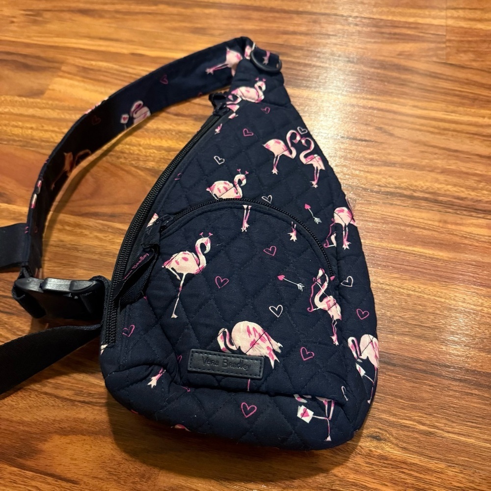 Vera Bradley Sling Backpack Flamingo Fiesta Print Quilted Crossbody Pack - Picture 3 of 6